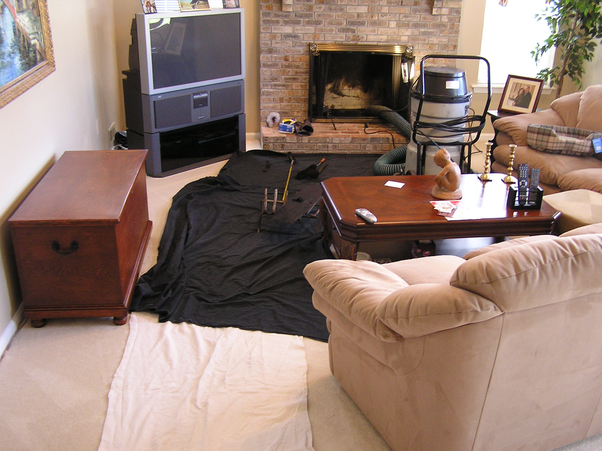 Floor protection is used from where we enter your home to the service are.  Keeps your home clean and protected.