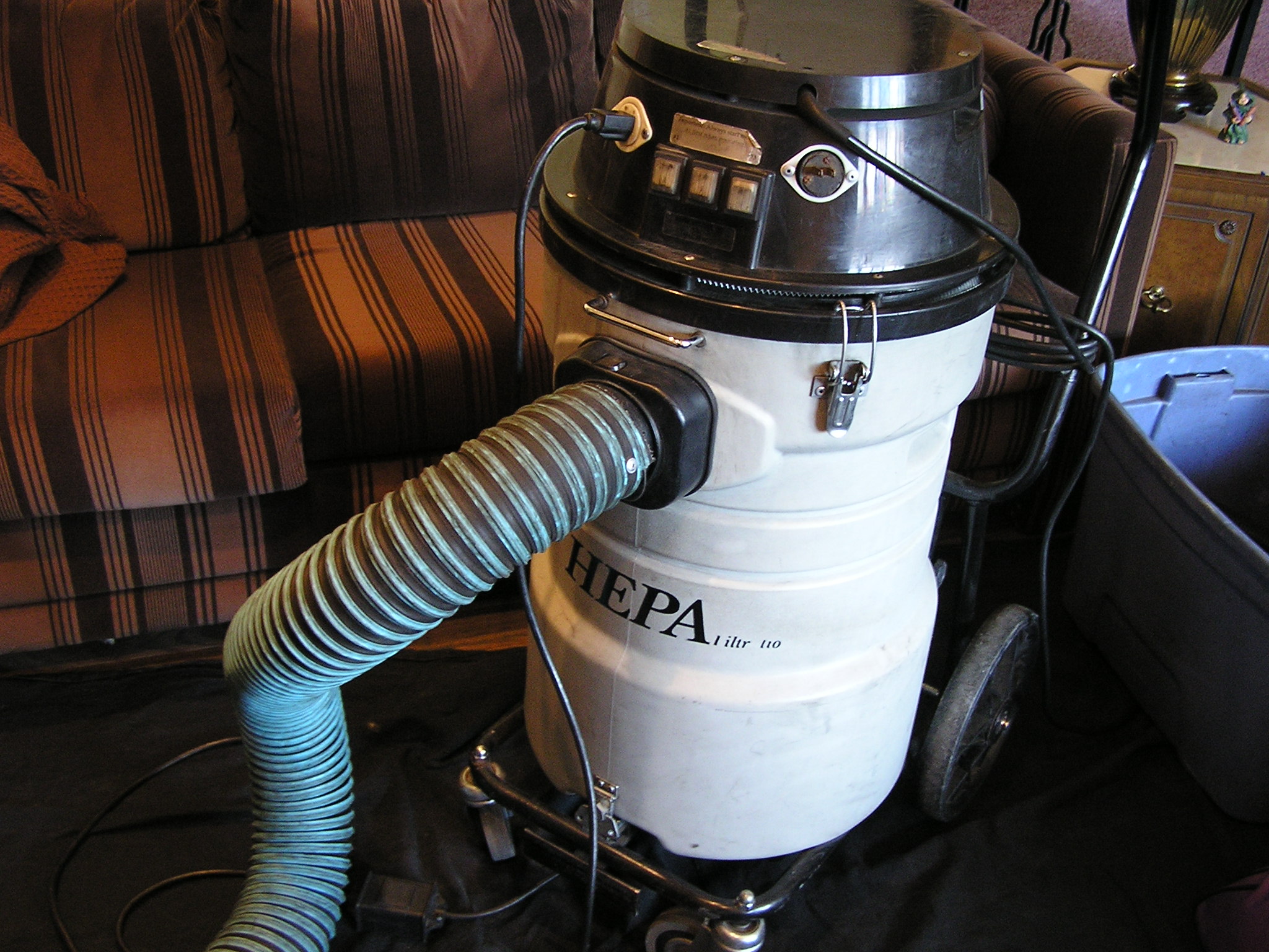 Hepa filer vacuum used during the sweeping process.  Equipped with three speed variable motor to enable us to collect all debris during the cleaning process.